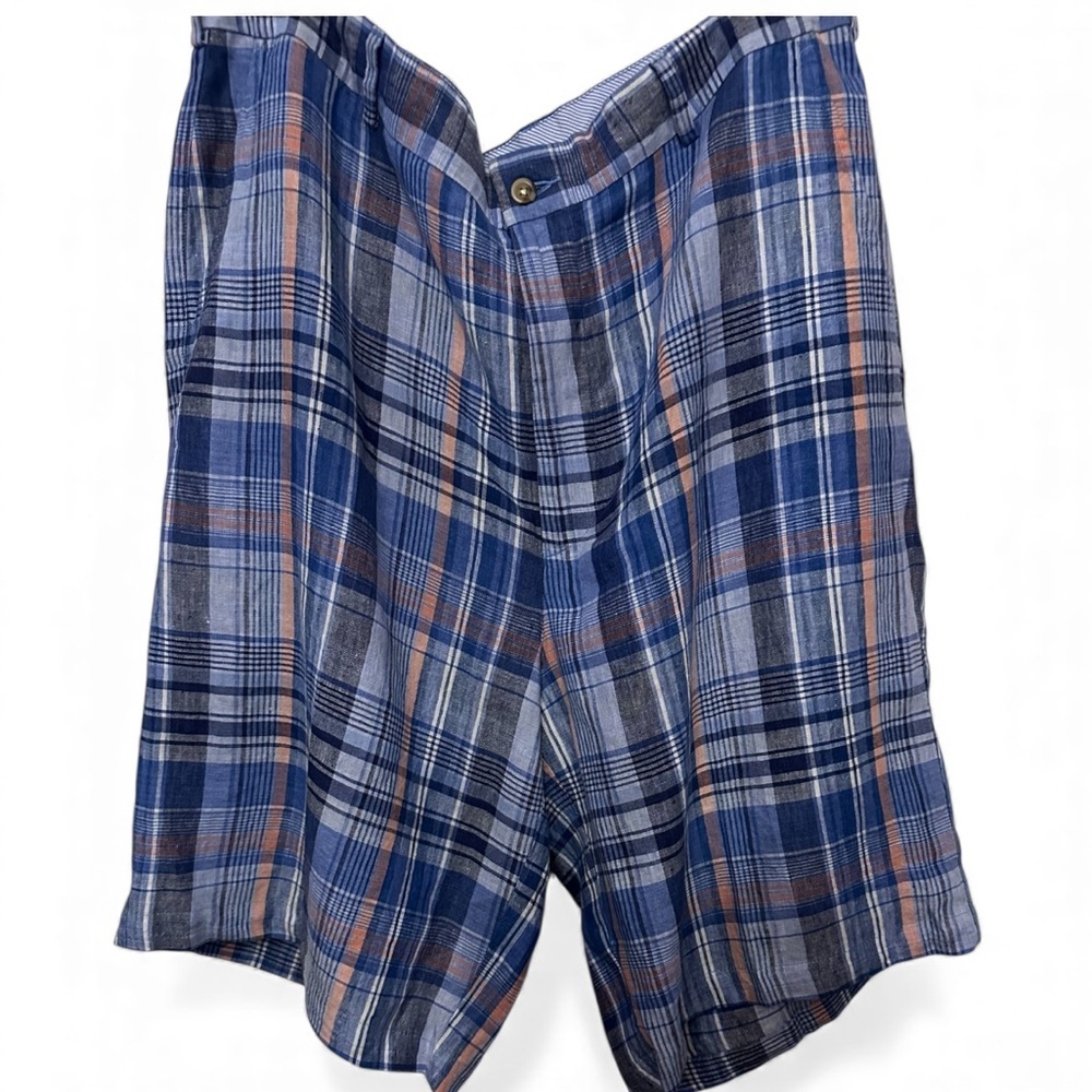 EUC Peter Millar Blue and Gray Plaid Men's Shorts - Picture 3 of 4